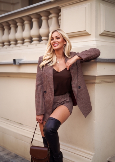 Komplet bawełniany marynarka i spódnico szorty w pepitę Clark