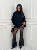 Spodnie dzwony koronkowe czarne Blanca