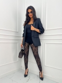 Legginsy koronkowe z zapiętka na palec czarne Glamour