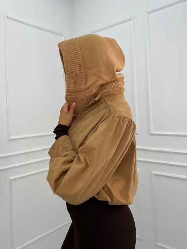 Kaptur z kominem mokka zip