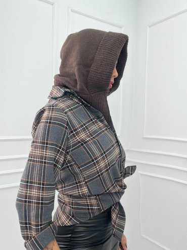 Kaptur z kominem czekolada zip