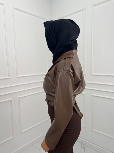 Kaptur z kominem czarny zip