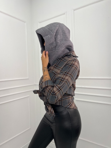 Kaptur z kominem szary zip