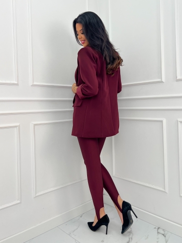 Legginsy z zapiętką burgund Delia