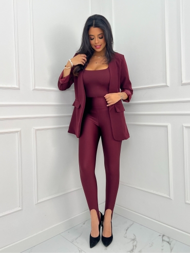 Legginsy z zapiętką burgund Delia