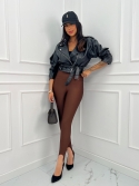 Legginsy z zapiętką brąz Delia