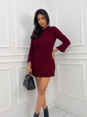 Sukienka rozkloszowana mini dzianinowa bordo Charlotte