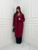 Długi płaszcz oversize bordo Bella