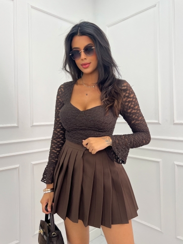 Bluzka koronkowa czekolada Tymon