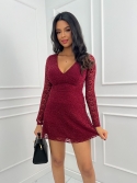 Sukienka mini rozkloszowana bordo Deborah