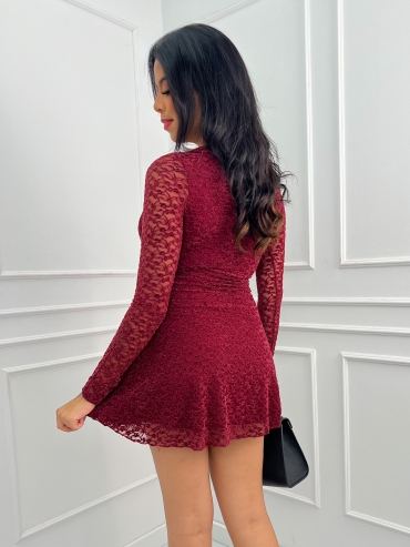 Sukienka mini rozkloszowana bordo Deborah