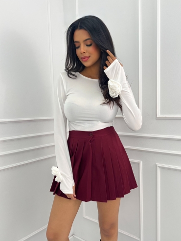 Bluzka z długim rękawem róża na nadgarstku krem