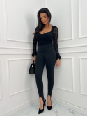 Legginsy z zapiętką i przeszyciami czarne Amy