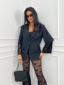 Marynarka koronkowy rękaw czarna Nicolina