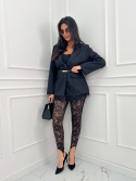 Legginsy koronkowe z zapiętką czarne Ivy