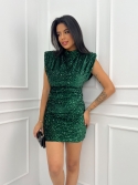 Sukienka cekinowa mini butelkowa zieleń Alcie
