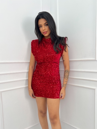 Sukienka cekinowa mini czerwona Alcie