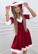 Sukienka mini welurowa z kapturem Mrs. Claus