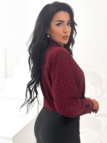 Koszula z cyrkoniami burgund Kasija