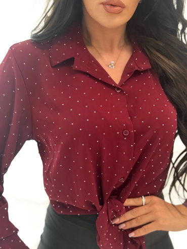 Koszula z cyrkoniami burgund Kasija