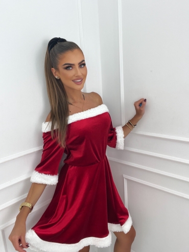 Sukienka mini welurowa Santa