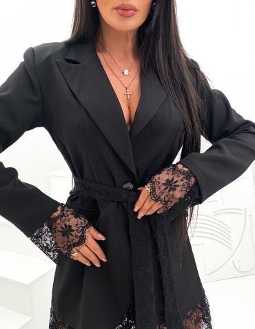 Sukienka żakietowa z koronka czarna Milia